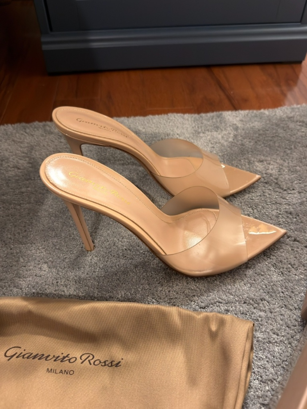 Like New Gianvito Rossi Elle 105 Transparent Nude Size 38.5